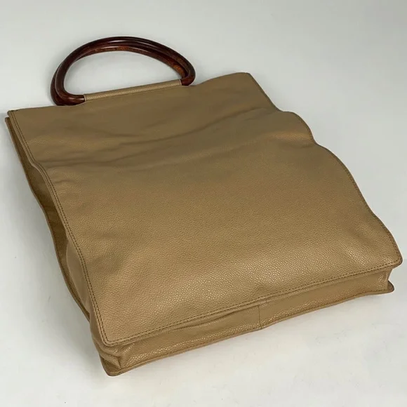 Authentic CHANEL beige caviar leather CC tortoise top handle satchel bag - Picture 2 of 14